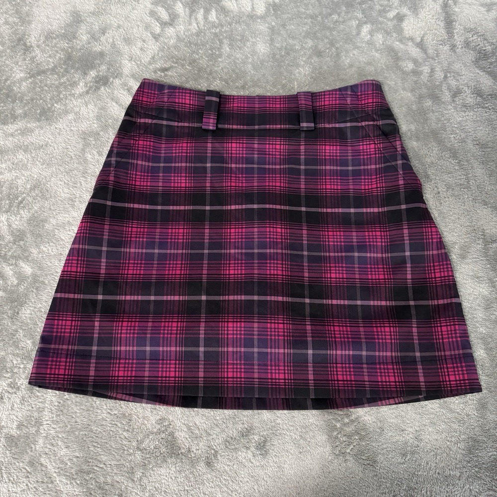 Nike Golf Skirt Plaid Red/Blue‎ Belt Loops Front Back Pockets Sz 2